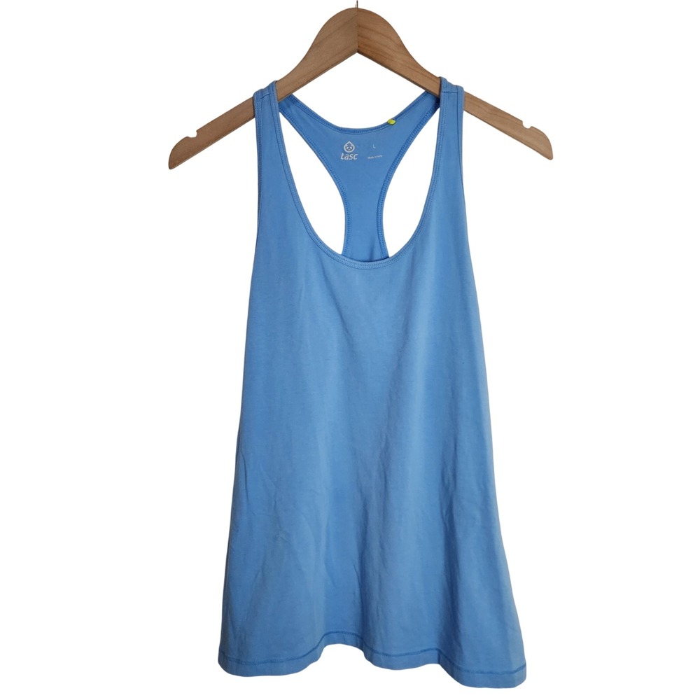 TASC Tank Top Women's Large Racerback Bamboo‎ Cotton Blue